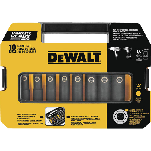 Jeu de douilles Ready, 10 Mcx, Chocs, Prise de 1/2" Rock Safety Industrial Ltd