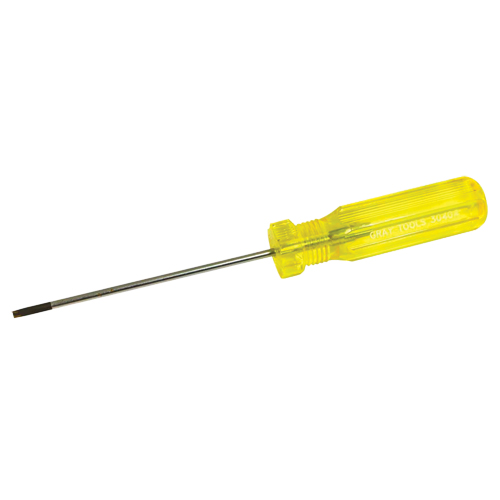 Electrician's Slotted Screwdriver, 1/8" Tip, Round, 7-1/4" L, Plastic Handle Rock Safety Industrial Ltd
