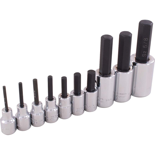 Hex Head Socket Set, Hex, 1/2"/3/8" Drive, 10 Pcs Rock Safety Industrial Ltd
