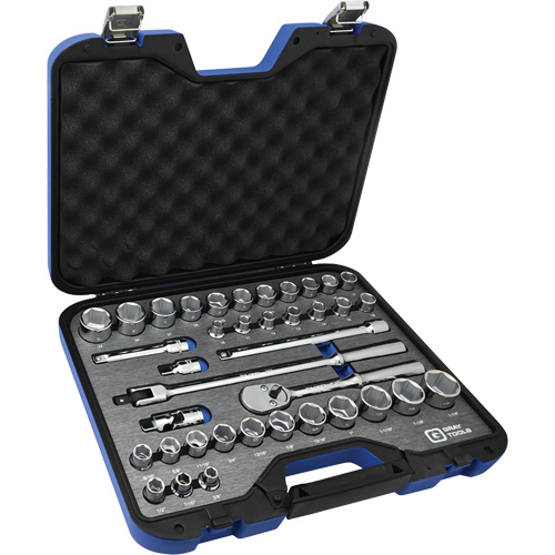 SAE & Metric Socket & Attachments Set, 38 Pcs, 1/2" Drive Size Rock Safety Industrial Ltd
