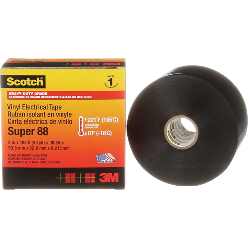 Scotch&reg; Super 88 Professional Electrical Tape, 51 mm (2") x 33 m (108'), Black, 8.5 mils Rock Safety Industrial Ltd