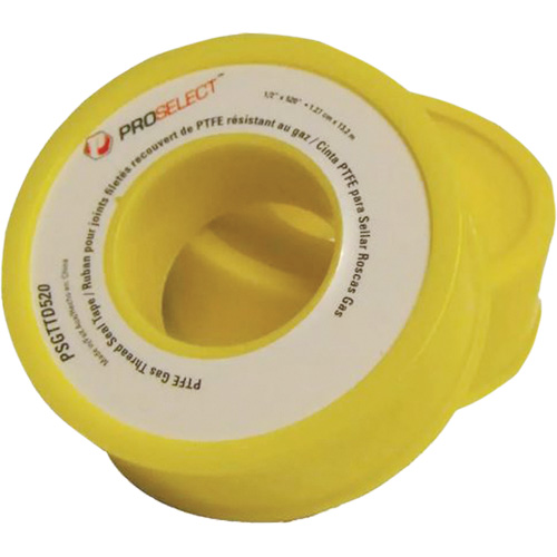 Gas & Oil PTFE Pipe Thread Tape, 12.7 mm (1/2") x 6.6 m (21.67'), Yellow Rock Safety Industrial Ltd
