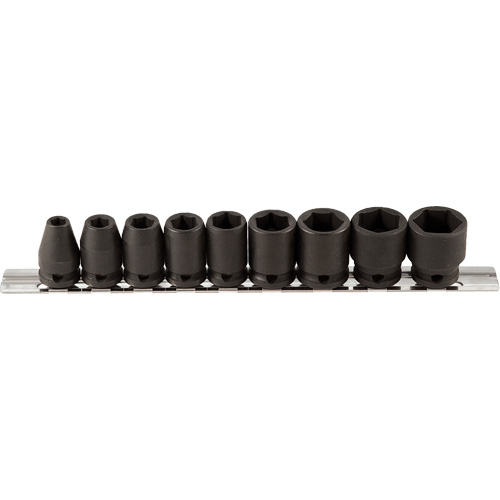 Socket Set, 9 Pcs, Impact, 3/8" Drive Size Rock Safety Industrial Ltd