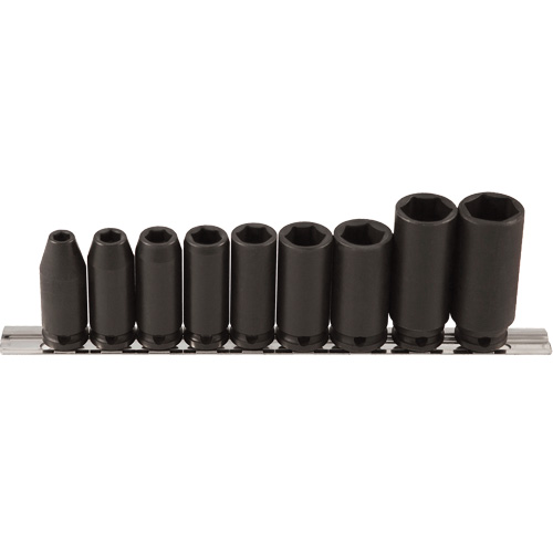 Long Socket Set, 9 Pcs, Impact, 3/8" Drive Size, Deep Rock Safety Industrial Ltd
