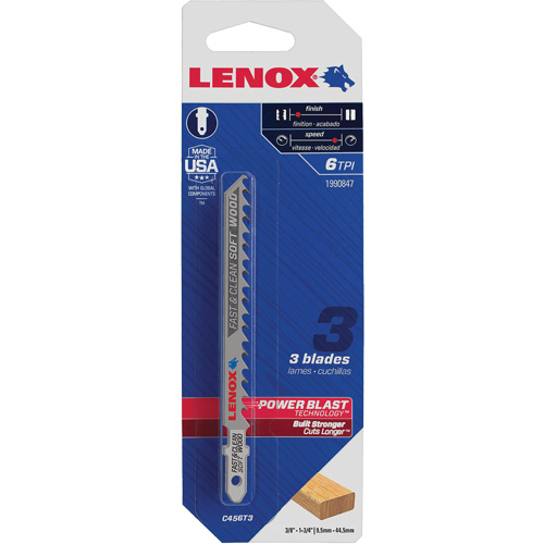 Lame de scie sauteuse pour coupe nette, Bim&eacute;tal, Tige en T, 4" lo, 6 dents par pouce Rock Safety Industrial Ltd