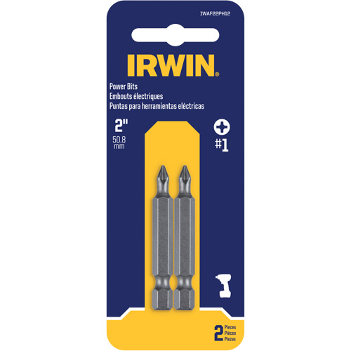 Power Bits, Phillips, #1 Tip, 1/4" Drive Size, 1-15/16" Length Rock Safety Industrial Ltd