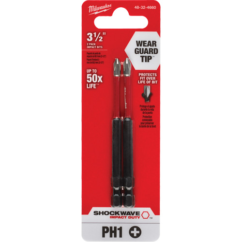 Embout de tournevis Shockwave Impact Duty, Phillips, Embout #1, Prise 1/4", Longueur 3-1/2" Rock Safety Industrial Ltd