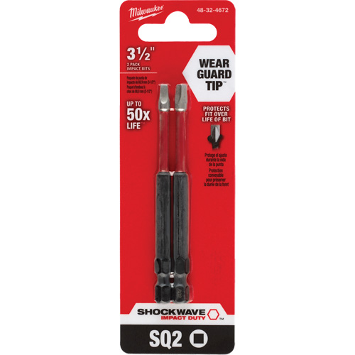Embout de tournevis Shockwave Impact Duty, Carr&eacute;e, Embout #2, Prise 1/4", Longueur 3-1/2" Rock Safety Industrial Ltd