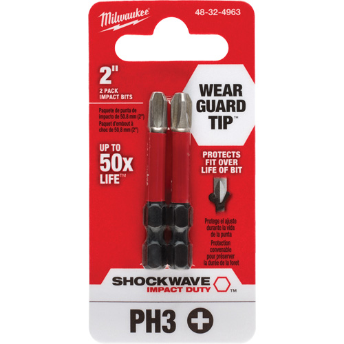 Shockwave Impact Duty Screwdriver Bit, Phillips, #3, 1/4" Drive Rock Safety Industrial Ltd