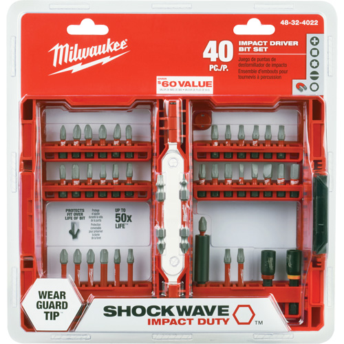 Jeu de 40 embouts de visseuse &agrave; percussion Shockwave Impact-Duty Rock Safety Industrial Ltd