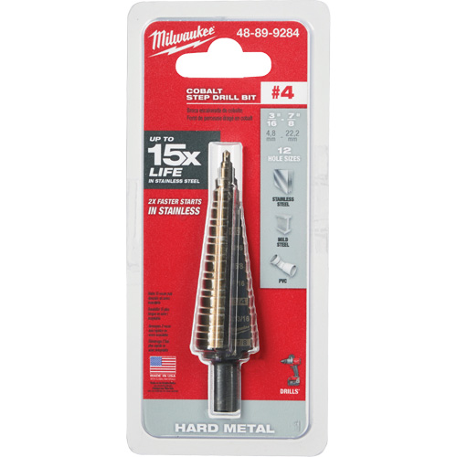 Foret &eacute;tag&eacute;, 3/16"/#4 - #4/7/8", Incr&eacute;ments de 1/32", Acier rapide au cobalt Rock Safety Industrial Ltd