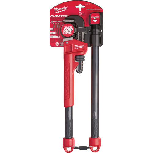 Cl&eacute; &agrave; tuyau adaptable Cheater, Cap des m&acirc;choires 2-1/2", Longueur 18"/24"/10", Fini Rev&ecirc;tement en poudre, Prise Ergonomique Rock Safety Industrial Ltd
