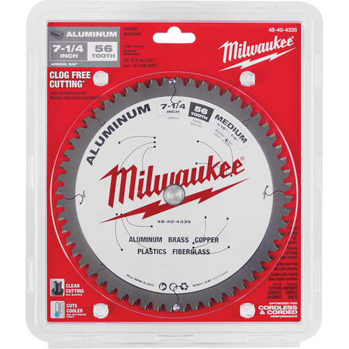 Aluminum Cutting Circular Saw Blade, 7-1/4", 56 Teeth, Plastic/Fibreglass/Non-Ferrous Use Rock Safety Industrial Ltd