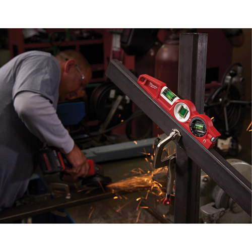 Die Cast Torpedo Level with 360 Degree Locking Vial, 10" L, Aluminum, 3 Vials, Magnetic Rock Safety Industrial Ltd