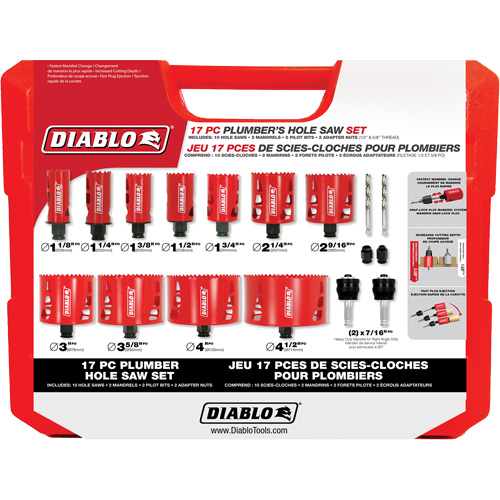 Ensemble de scie-cloche bim&eacute;tallique de plombier, 17 morceaux Rock Safety Industrial Ltd