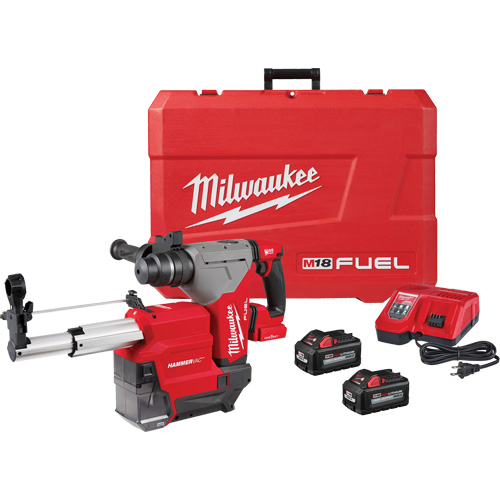 Marteau rotatif M18 Fuel SDS Plus avec ensemble d&eacute;poussi&eacute;reur Hammervac, 18 V, 1-1/8" - 3", 800 tr/min Rock Safety Industrial Ltd