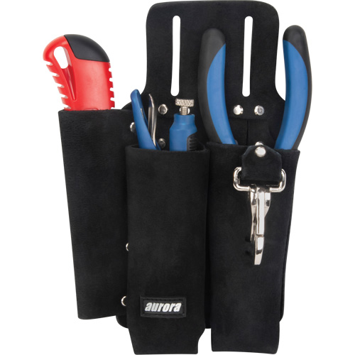 Lineman's Tool Pouch, Multiple Tool Holder, Leather, 3 Pockets Rock Safety Industrial Ltd