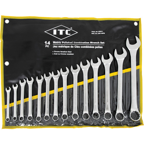 ICW-14PM Polished Wrench Set, Combination, 14 Pieces, Metric Rock Safety Industrial Ltd
