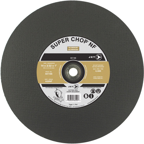 A30NF Super Chop Cut-Off Wheel, 14" x 3/32", 1" Arbor, Type 1, 4400 RPM Rock Safety Industrial Ltd