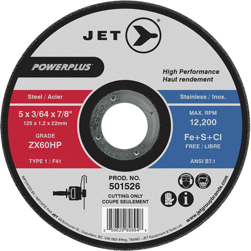 ZX46HP PowerPlus Cut-Off Wheel, 7" x 1/16", 7/8" Arbor, Type 1, 8500 RPM Rock Safety Industrial Ltd