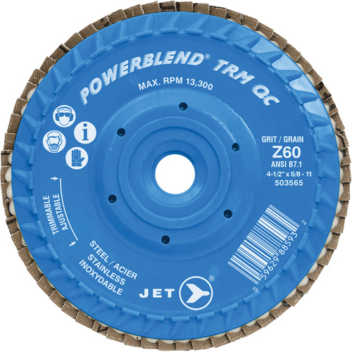 PowerBlend TRM QC Trimmable Flap Disc, 5" x 5/8"-11, Type 27, Z60 Grit, Zirconia Alumina Rock Safety Industrial Ltd
