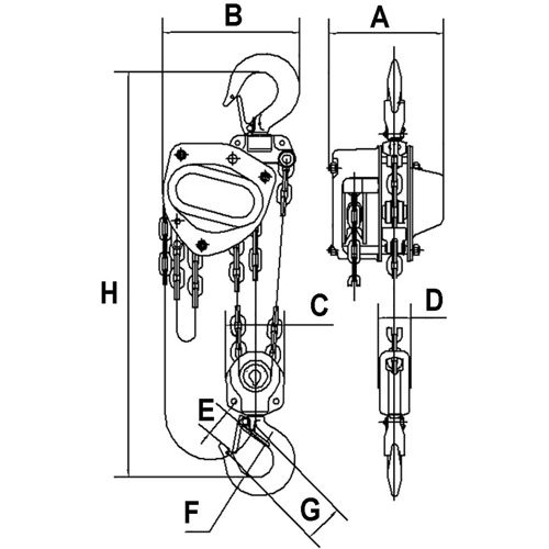 KCH Series Chain Hoists, 10' Lift, 11000 lbs. (5 tons) Capacity, Alloy Steel Chain Rock Safety Industrial Ltd