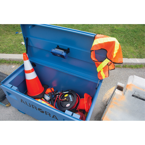 Coffre &agrave; outils de chantier, 60" x 24" x 27-1/2", Acier, Bleu Rock Safety Industrial Ltd