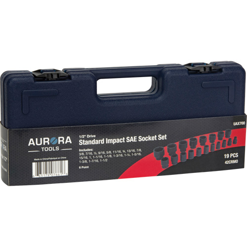 SAE Socket Set, 19 Pcs, Impact, 1/2" Drive Size Rock Safety Industrial Ltd