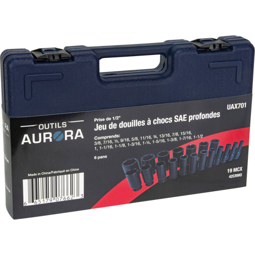 Jeu de douilles SAE, 19 Mcx, Chocs, Prise de 1/2", Profond Rock Safety Industrial Ltd