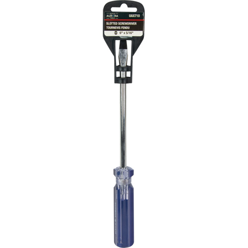 Blue Transparent Striped Slotted Screwdriver, 5/16" Tip, Round, Plastic Handle Rock Safety Industrial Ltd