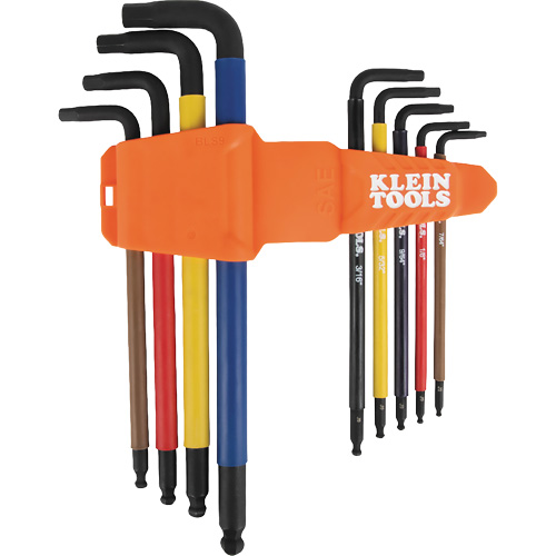 Jeu de cl&eacute; hex de style L extra longues et chromocod&eacute;es avec support, 9 mcx, Imp&eacute;rial Rock Safety Industrial Ltd