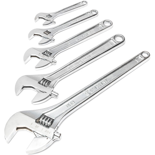 Jeu de cl&eacute;s chrom&eacute;es, Ajustable, 5 morceaux, Imp&eacute;rial et m&eacute;trique Rock Safety Industrial Ltd