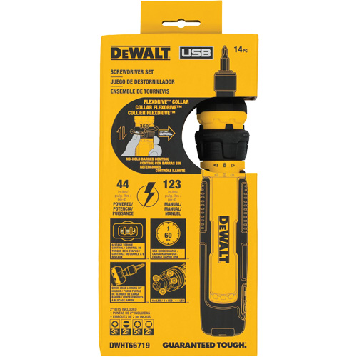 Jeu de tournevis sans fil de 14 morceaux avec commande FLEXDRIVE, 4 V, 44 lb-po/5 Nm couple max. Rock Safety Industrial Ltd