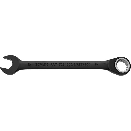 Metric Spline Combination Reversible Ratcheting Wrench, Black/Chrome Finish Rock Safety Industrial Ltd