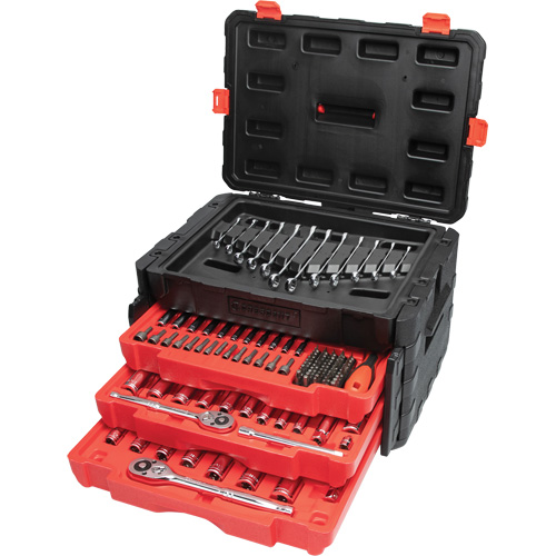 Jeu d'outils manuels pour m&eacute;canicien 1/4", 3/8" & 1/2" avec mallette de transport &agrave; 3 tiroirs Rock Safety Industrial Ltd