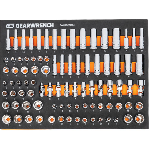 MEGAMOD Metric Mechanics Tool Set in Modular Foam Trays with Rolling Cabinet, 358 Pieces Rock Safety Industrial Ltd