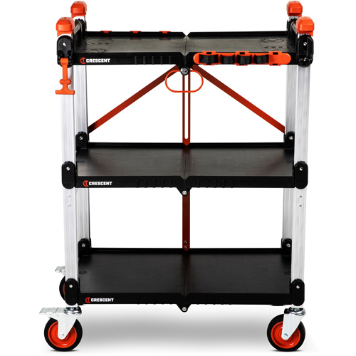 Chariot de chantier pliable &agrave; 3 &eacute;tag&egrave;res SITERUNNER, 30-3/5" lo x 20" la x 42-1/2" h, Noir Rock Safety Industrial Ltd
