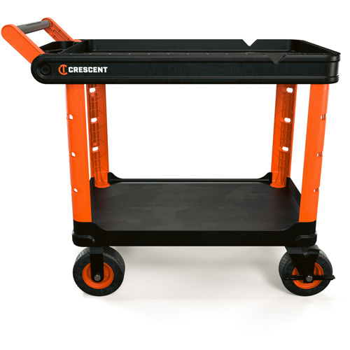 Chariot utilitaire industriel &agrave; 2 tablettes RAILWORKS avec roulettes de 8", 47" lo x 24-1/2" la x 37-4/5" h, Noir/Orange Rock Safety Industrial Ltd