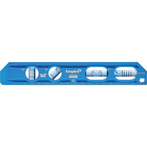 TRUE BLUE&reg; Die Cast Torpedo Level, 8" L, Aluminum, 4 Vials, Magnetic Rock Safety Industrial Ltd