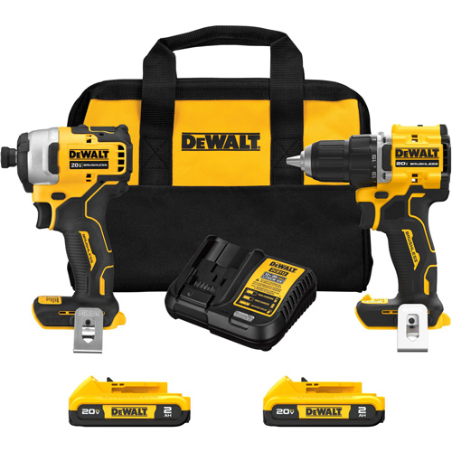 Ensemble de tournevis &agrave; chocs & tournevis/perceuse compact et sans balai ATOMIC, Lithium-ion, 20 V Rock Safety Industrial Ltd