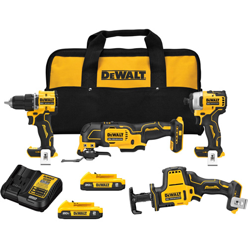 Ensemble quatre outils sans fil  &agrave; moteur sans balai ATOMIC, Lithium-ion, 20 V Rock Safety Industrial Ltd
