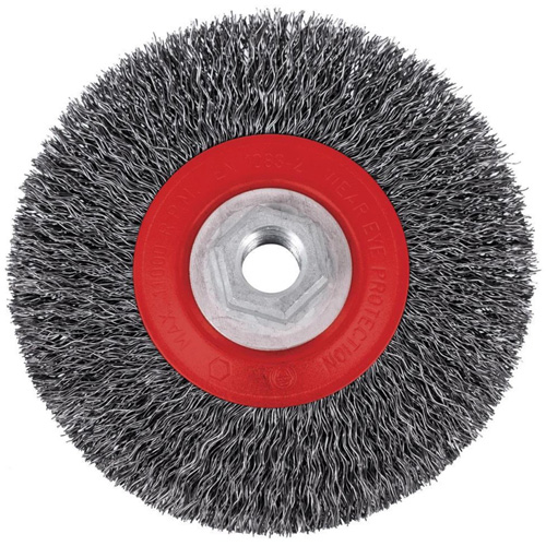 Brosse m&eacute;tallique &agrave; fils torsad&eacute;s &agrave; haut rendement 5C14T, 5" dia., Fils 0,014", Arbre 5/8"-11NC Rock Safety Industrial Ltd