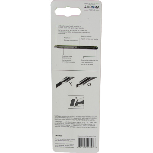 Couteau d'usage g&eacute;n&eacute;ral de 9 mm , Acier inoxydable, Prise en Plastique Rock Safety Industrial Ltd