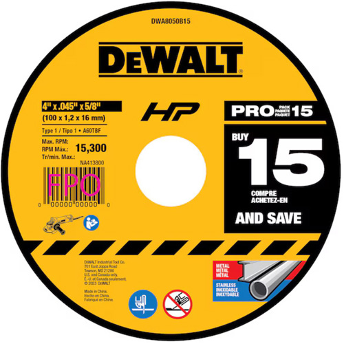 All-Purpose Cutting Wheel, 4" x 0.45", 5/8" Arbor, Type 1, Aluminum Oxide Rock Safety Industrial Ltd