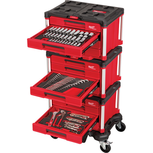 366-Piece Master Mechanics Hand Tool Set with PACKOUT Drawers & Dolly, 16-3/10" x 22-1/5" x 48-5/8", Black/Red Rock Safety Industrial Ltd