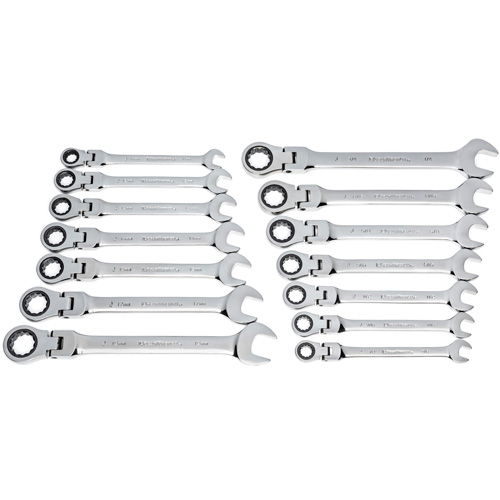 72-Tooth 12 Point Wrench Set, Flex Head/Ratcheting Combination, 14 Pieces, Imperial and Metric Rock Safety Industrial Ltd