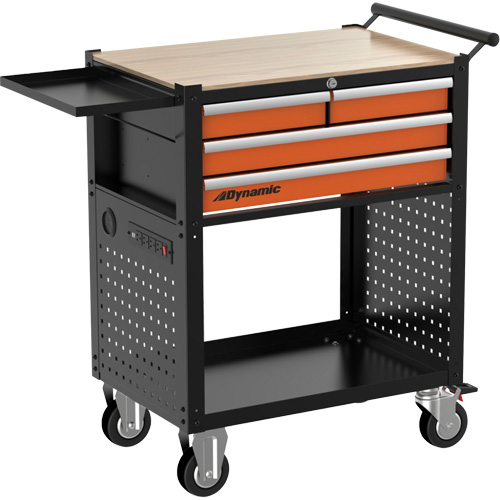 Chariot utilitaire, 4 tiroirs, Noir/Orange Rock Safety Industrial Ltd