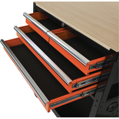 Chariot utilitaire, 4 tiroirs, Noir/Orange Rock Safety Industrial Ltd