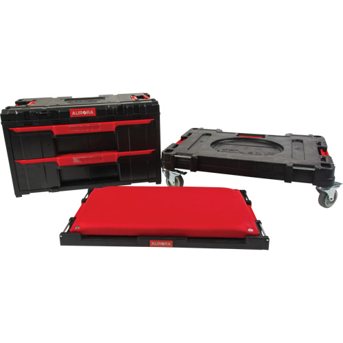 Ensemble de coffres &agrave; outils Arx de 3 morceaux avec socle &agrave; roulettes pivotantes, 23-1/10" x 15" x 13-2/5', Noir Rock Safety Industrial Ltd