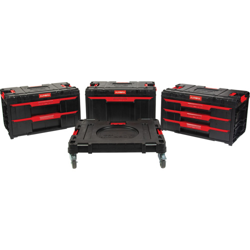 Ensemble de coffres &agrave; outils Arx de 4 morceaux avec socle &agrave; roulettes pivotantes, 23-1/10" x 15" x 22-1/2", Noir Rock Safety Industrial Ltd
